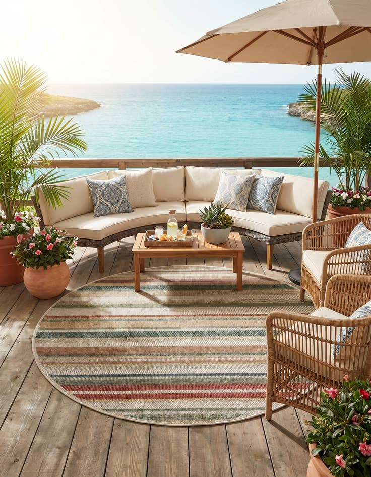 Detail image of 5' 3 x 5' 3 Easy-Clean Baja Indoor / Outdoor Round Rug