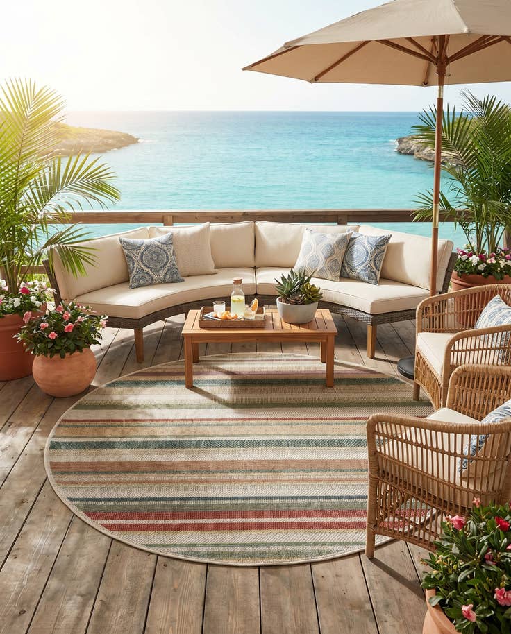Detail image of 5' 3 x 5' 3 Easy-Clean Baja Indoor / Outdoor Round Rug