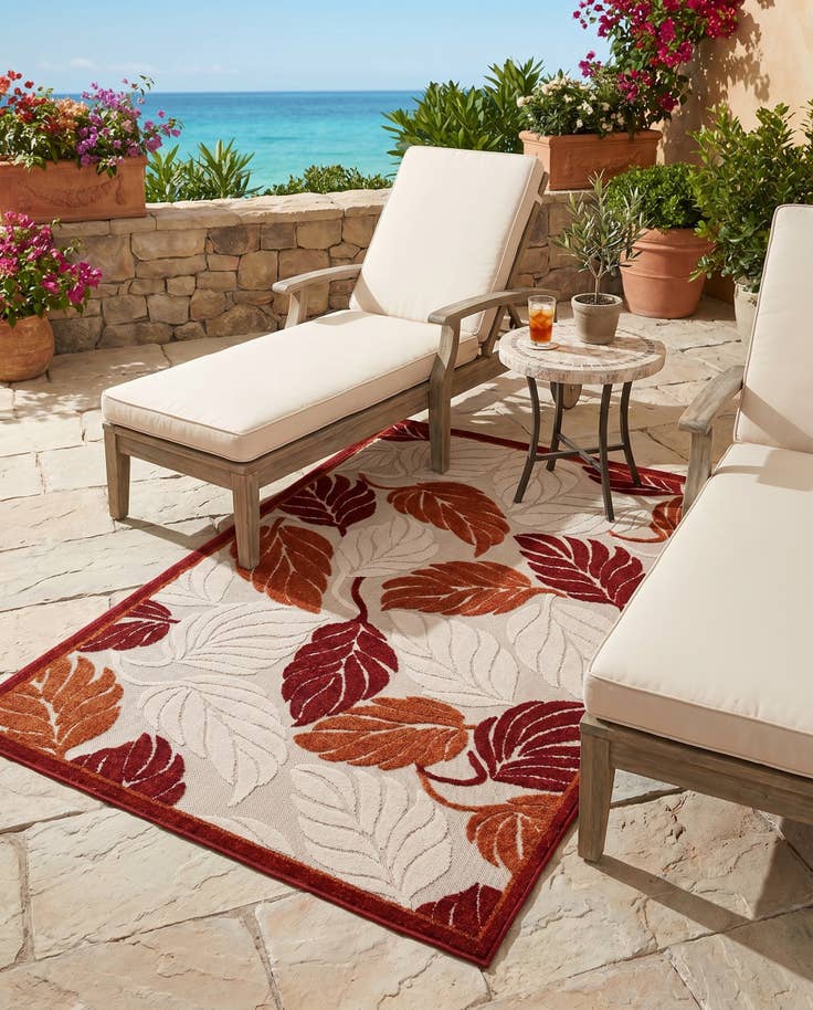 Detail image of 4' x 6' Easy-Clean Botanical Indoor / Outdoor Rug