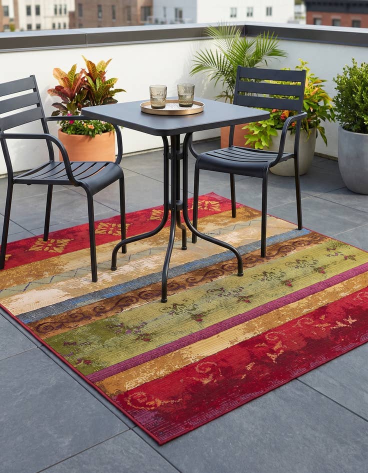 Detail image of 6' x 6' Easy-Clean Modern Indoor / Outdoor Square Rug