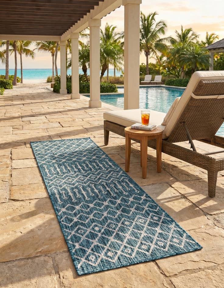 Detail image of 2' x 6' Easy-Clean Trellis Indoor / Outdoor Runner Rug