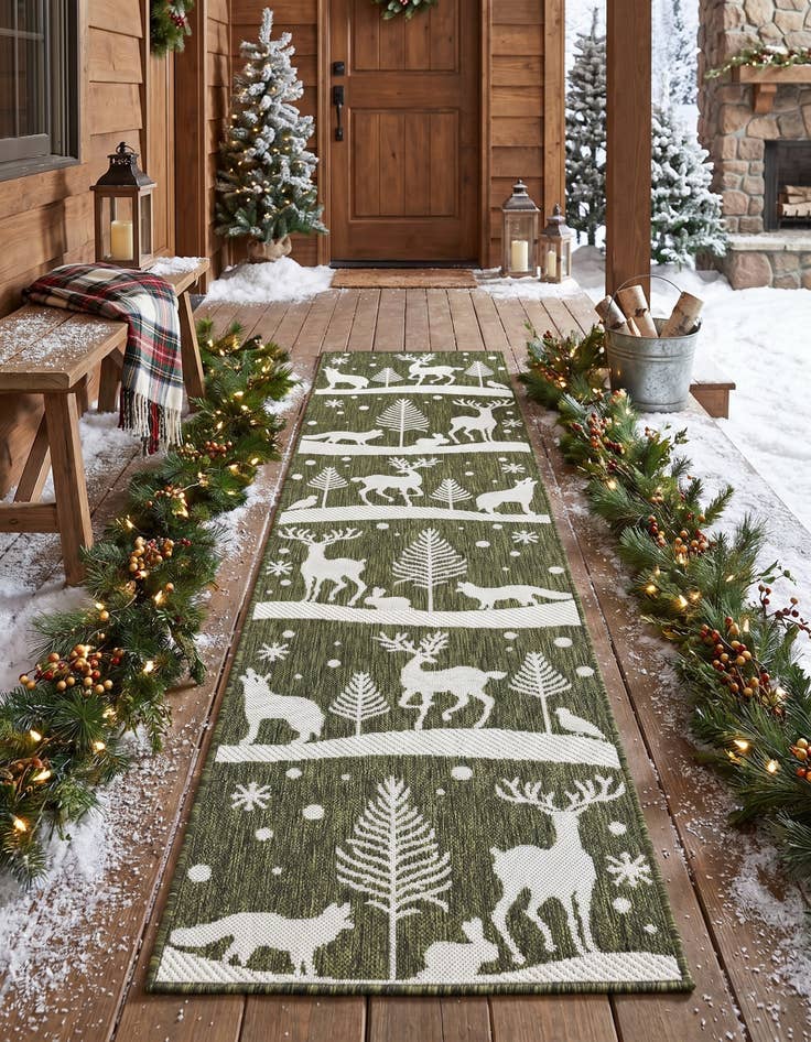 Detail image of 2' x 8' Easy-Clean Holiday Indoor / Outdoor Runner Rug