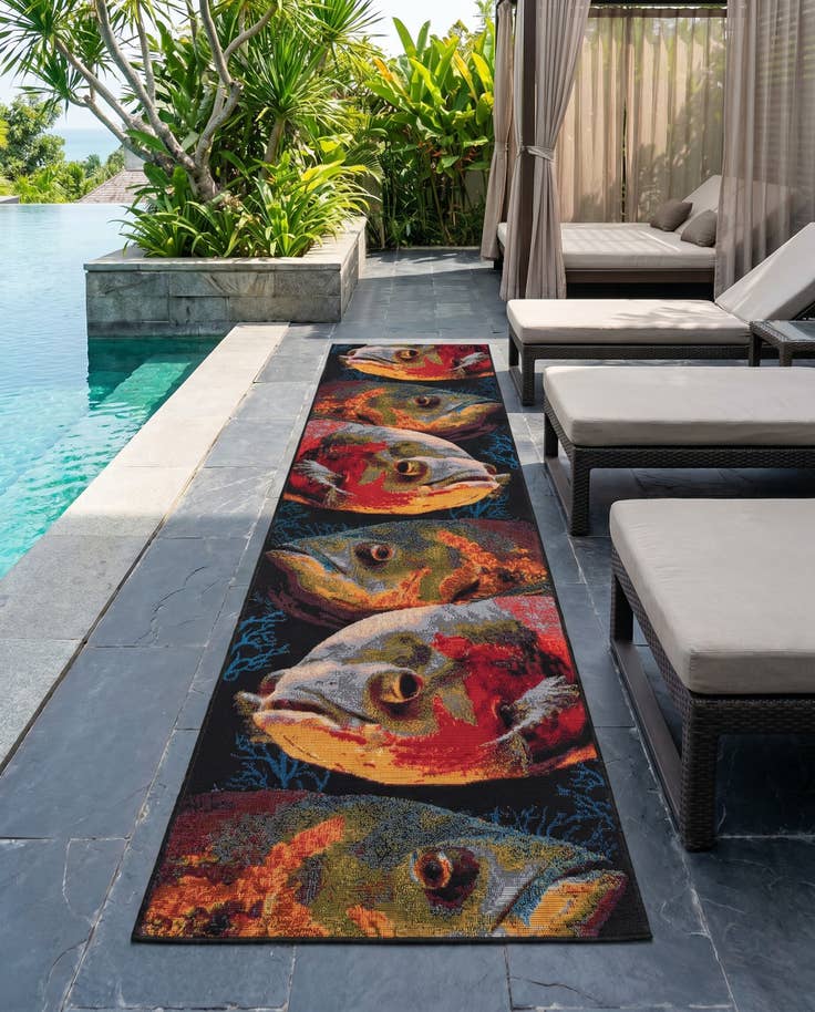 Detail image of 2' x 8' Easy-Clean Coastal Indoor / Outdoor Runner Rug
