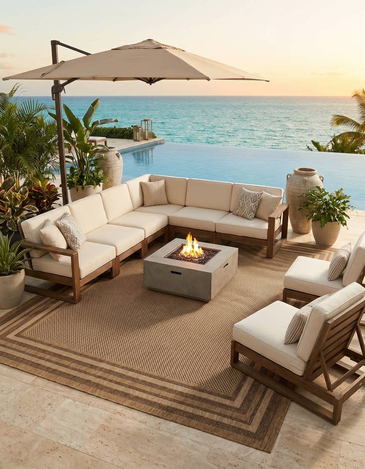 Detail image of 9' x 12' Easy-Clean Border Indoor / Outdoor Rug