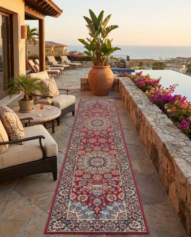 Detail image of 2' x 8' Easy-Clean Traditional Indoor / Outdoor Runner Rug
