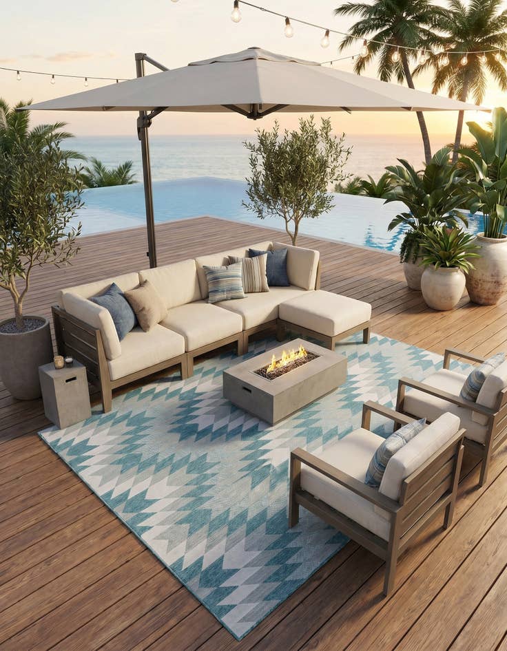 Detail image of 10' x 14' Easy-Clean Modern Indoor / Outdoor Rug