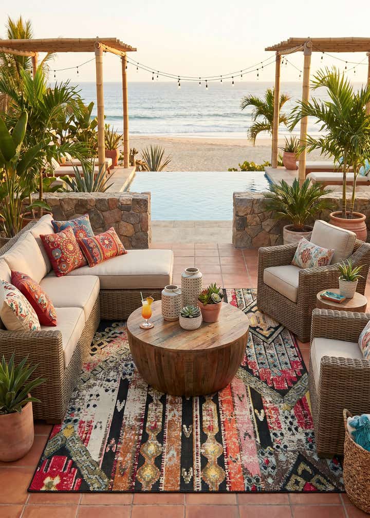 5' 3 x 8' Easy-Clean Casablanca Indoor / Outdoor Rug