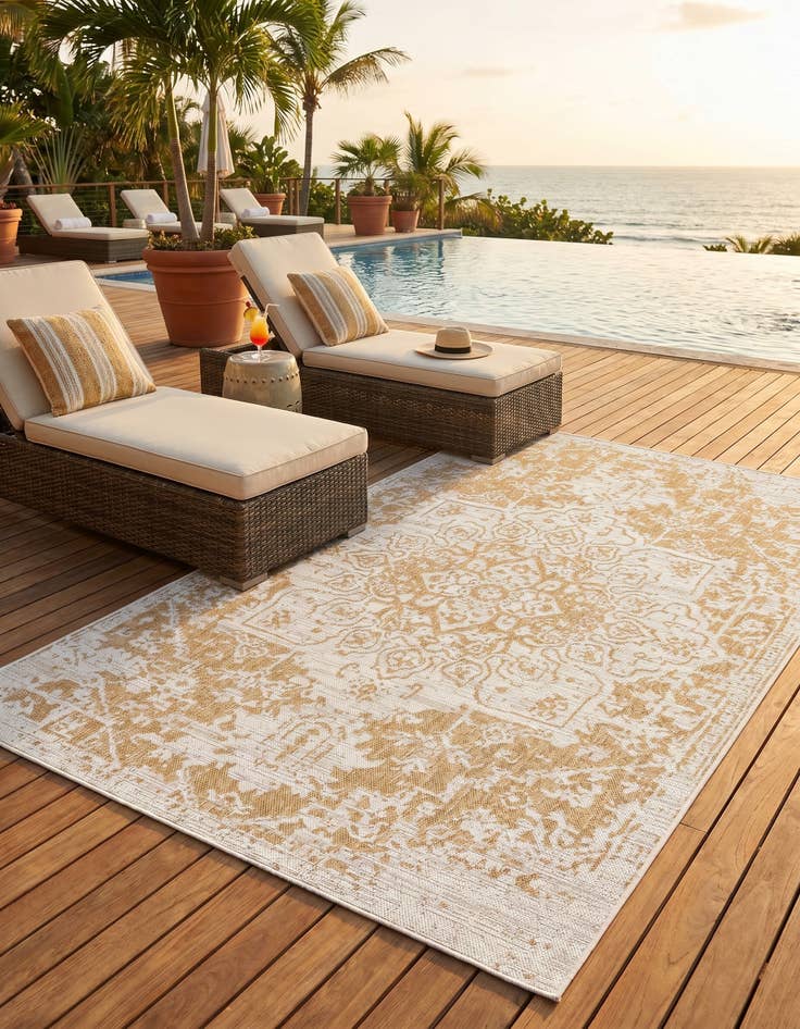 Detail image of 5' 3 x 8' Easy-Clean Jill Zarin Dubai Indoor / Outdoor Rug