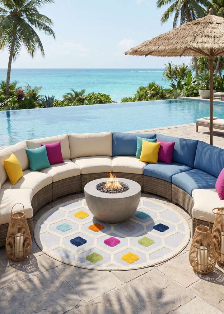 5' 3 x 5' 3 Easy-Clean Aruba Indoor / Outdoor Round Rug
