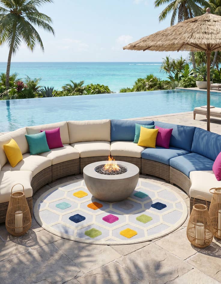 Detail image of 5' 3 x 5' 3 Easy-Clean Aruba Indoor / Outdoor Round Rug