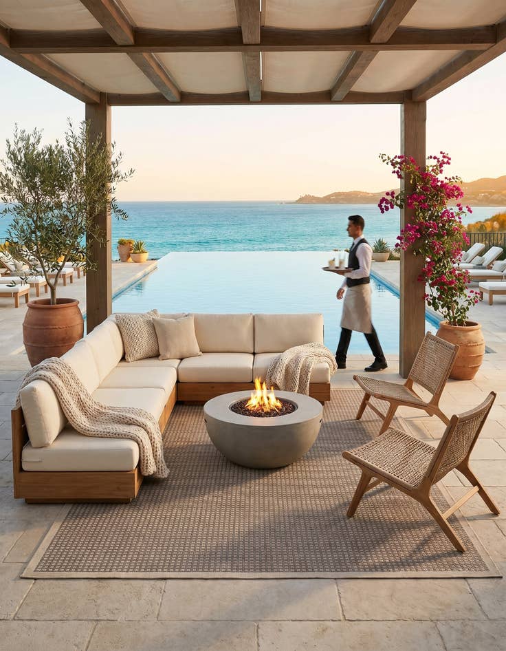 Detail image of 7' 10 x 10' Easy-Clean Border Indoor / Outdoor Rug