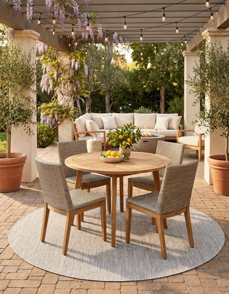 Detail image of 6' x 6' Easy-Clean Solid Indoor / Outdoor Round Rug
