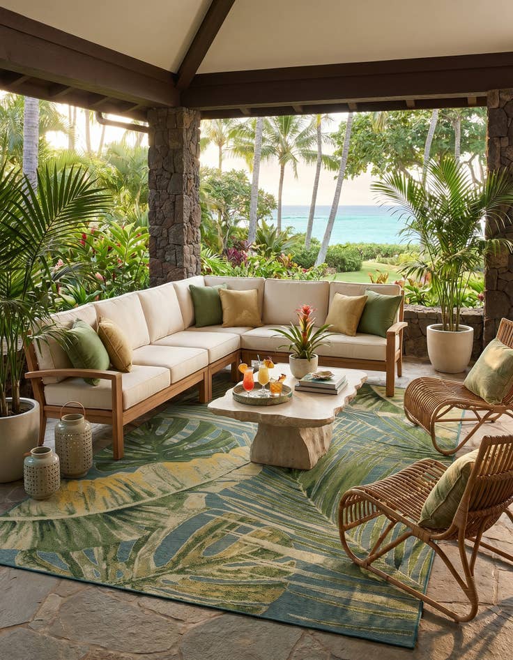 Detail image of 10' x 14' 2 Easy-Clean Botanical Indoor / Outdoor Rug