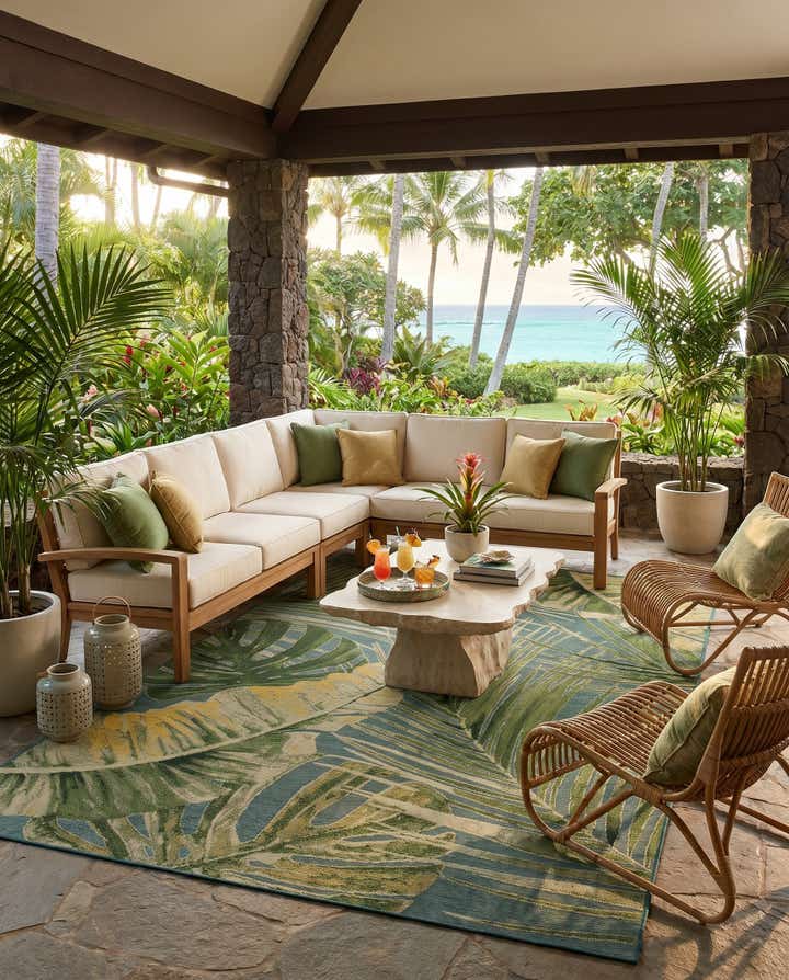 10' x 14' 2 Easy-Clean Botanical Indoor / Outdoor Rug