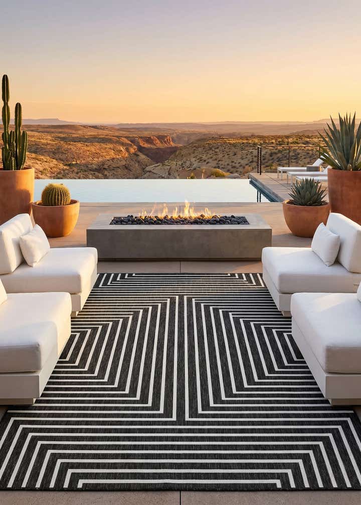 7' x 10' Easy-Clean Modern Indoor / Outdoor Rug