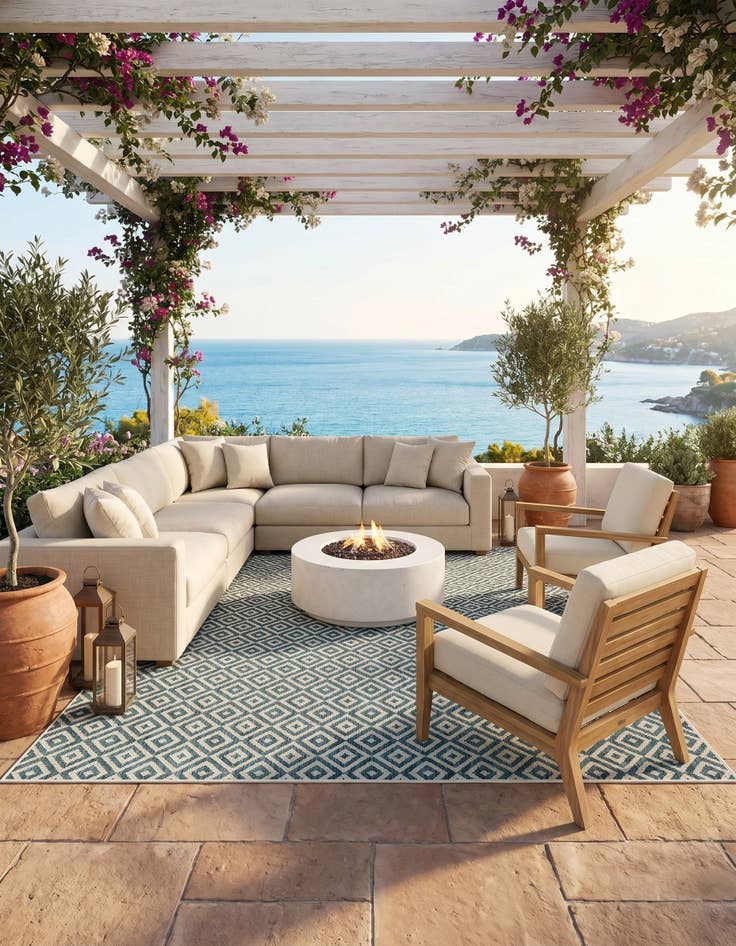 Detail image of 7' 10 x 7' 10 Easy-Clean Jill Zarin Costa Rica Indoor / Outdoor Square Rug