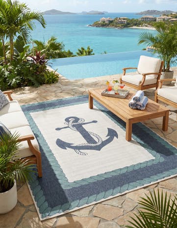 7' 10 x 10' Easy-Clean Coastal Indoor / Outdoor Rug