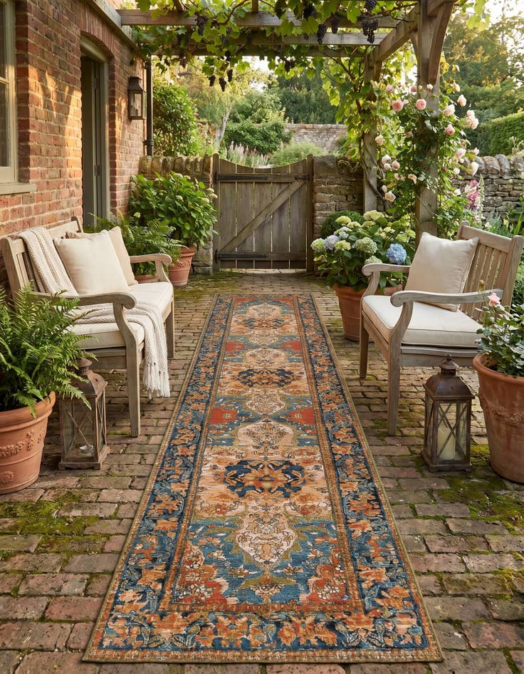 Detail image of 2' 7 x 12' Easy-Clean Traditional Indoor / Outdoor Runner Rug