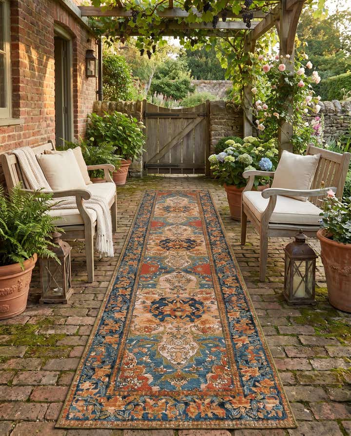 2' 7 x 12' Easy-Clean Traditional Indoor / Outdoor Runner Rug