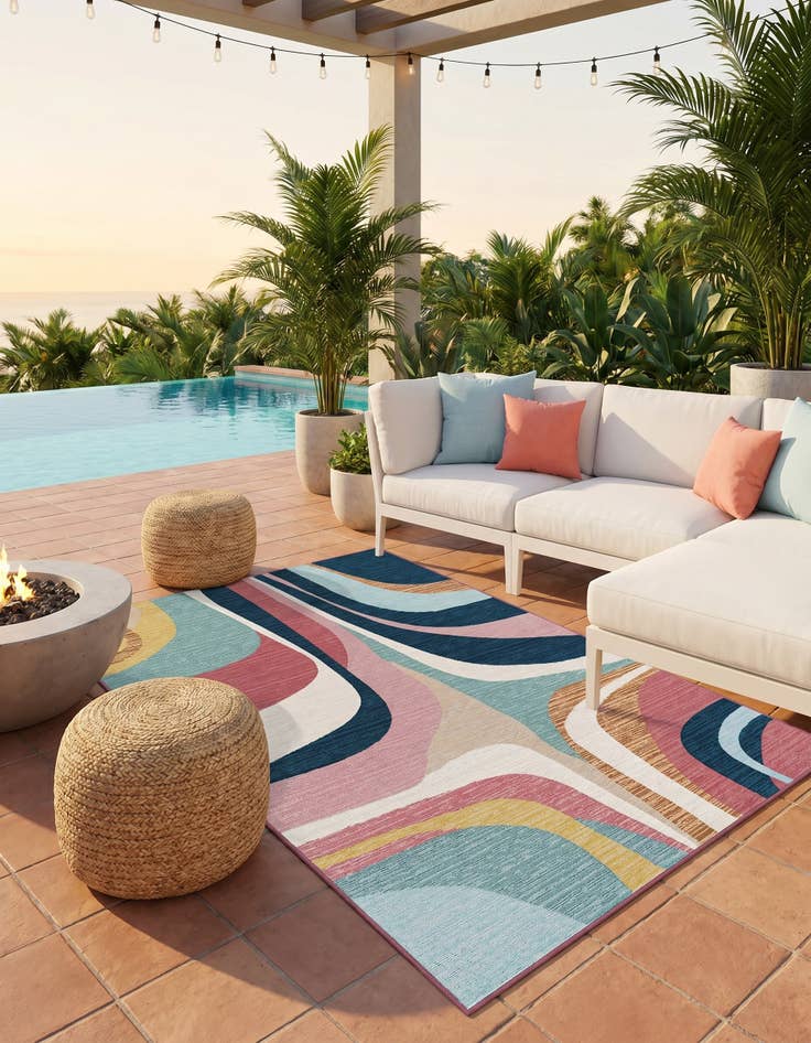 Detail image of 5' x 7' Easy-Clean Modern Indoor / Outdoor Rug