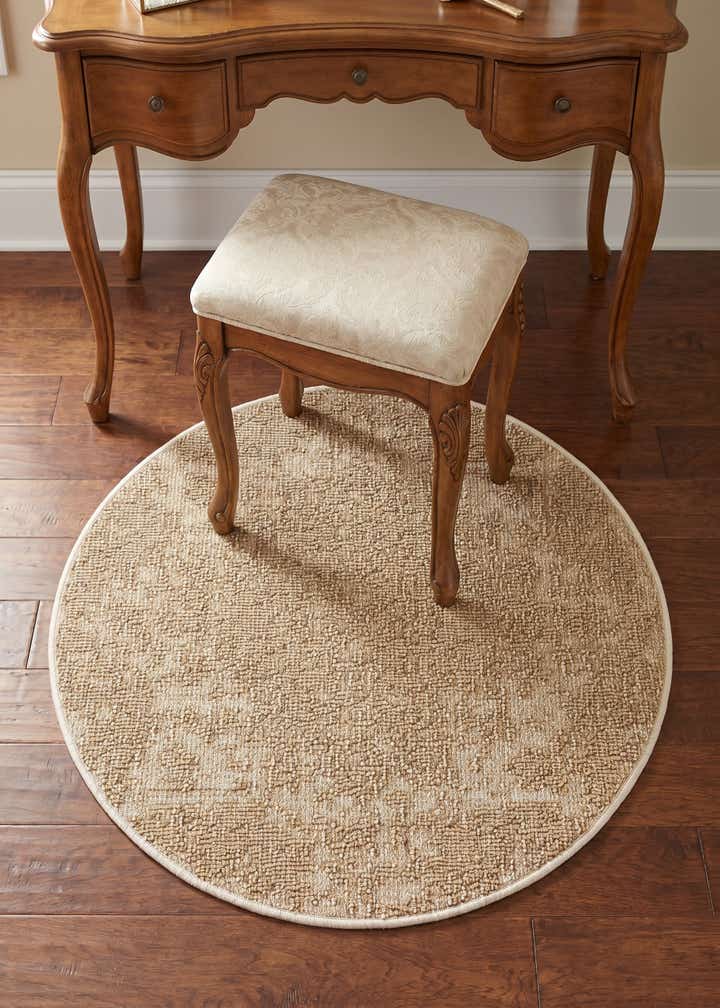 3' 1 x 3' 1 Easy-Clean Traditional Indoor / Outdoor Round Rug