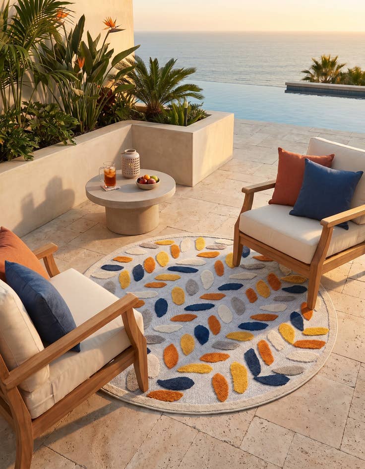Detail image of 5' 3 x 5' 3 Easy-Clean Aruba Indoor / Outdoor Round Rug