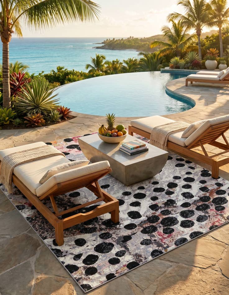 Detail image of 7' 10 x 10' Easy-Clean Modern Indoor / Outdoor Rug
