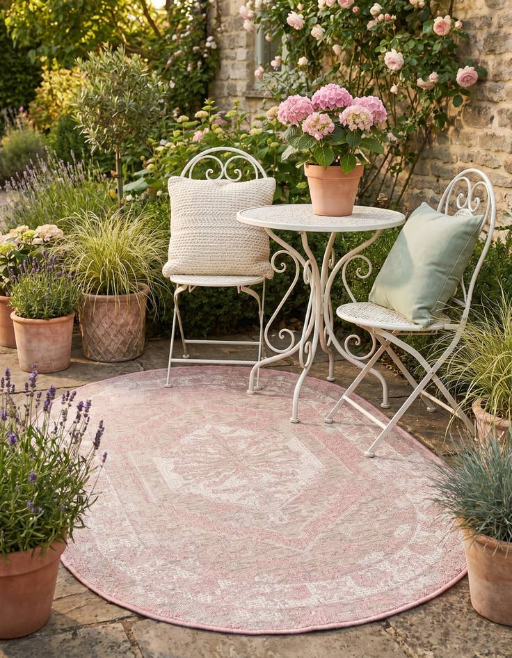 Detail image of 3' x 5' 3 Easy-Clean Traditional Indoor / Outdoor Oval Rug