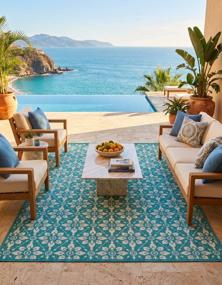 Detail image of 6' x 9' Easy-Clean Lattice Indoor / Outdoor Rug