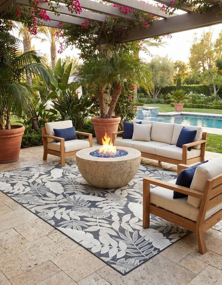 Detail image of 9' 9 x 12' Easy-Clean Botanical Indoor / Outdoor Rug