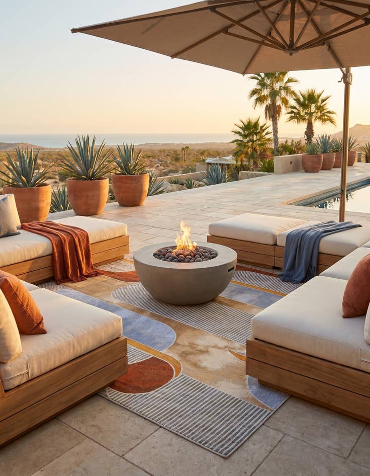 Detail image of 10' x 10' Easy-Clean Modern Indoor / Outdoor Square Rug