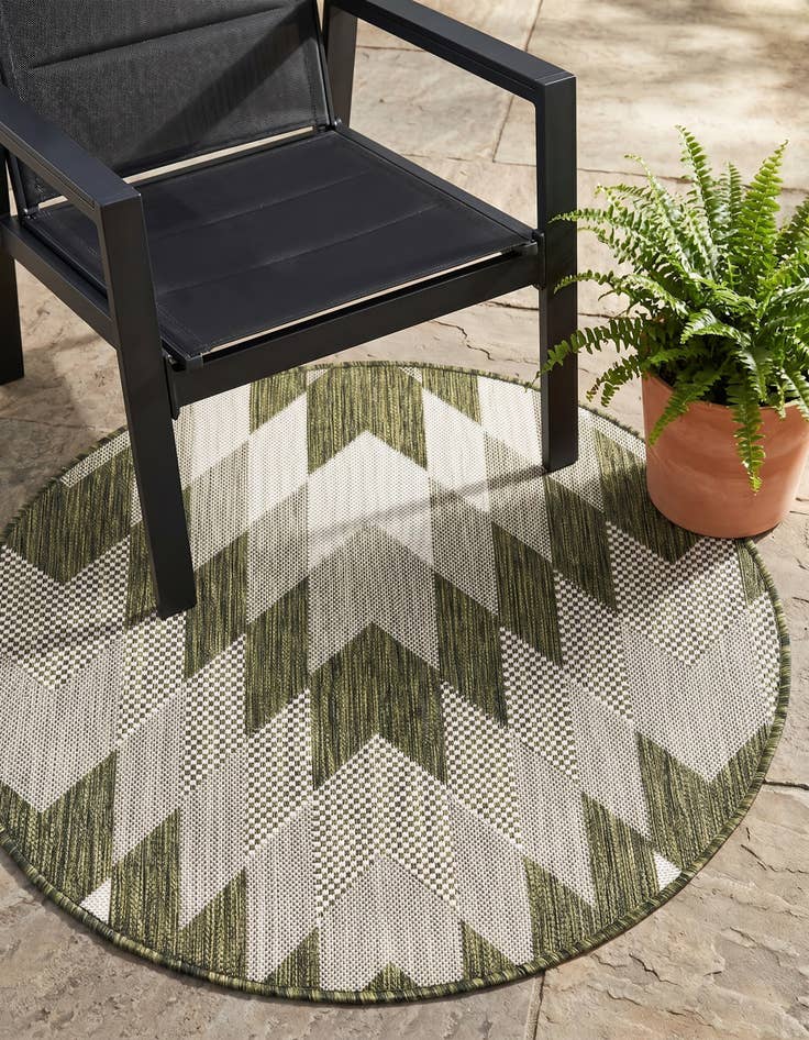 Detail image of 3' x 3' Easy-Clean Modern Indoor / Outdoor Round Rug