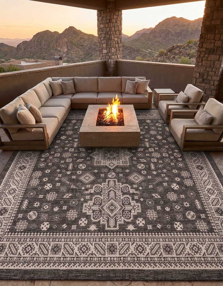 Detail image of 13' x 13' Easy-Clean Aztec Indoor / Outdoor Square Rug