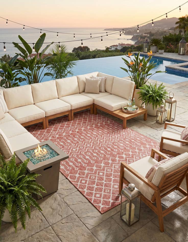 Detail image of 7' 10 x 11' Easy-Clean Lattice Indoor / Outdoor Rug