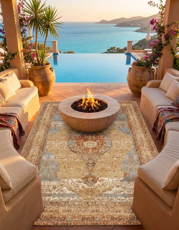 Detail image of 9' x 12' Easy-Clean Traditional Indoor / Outdoor Rug