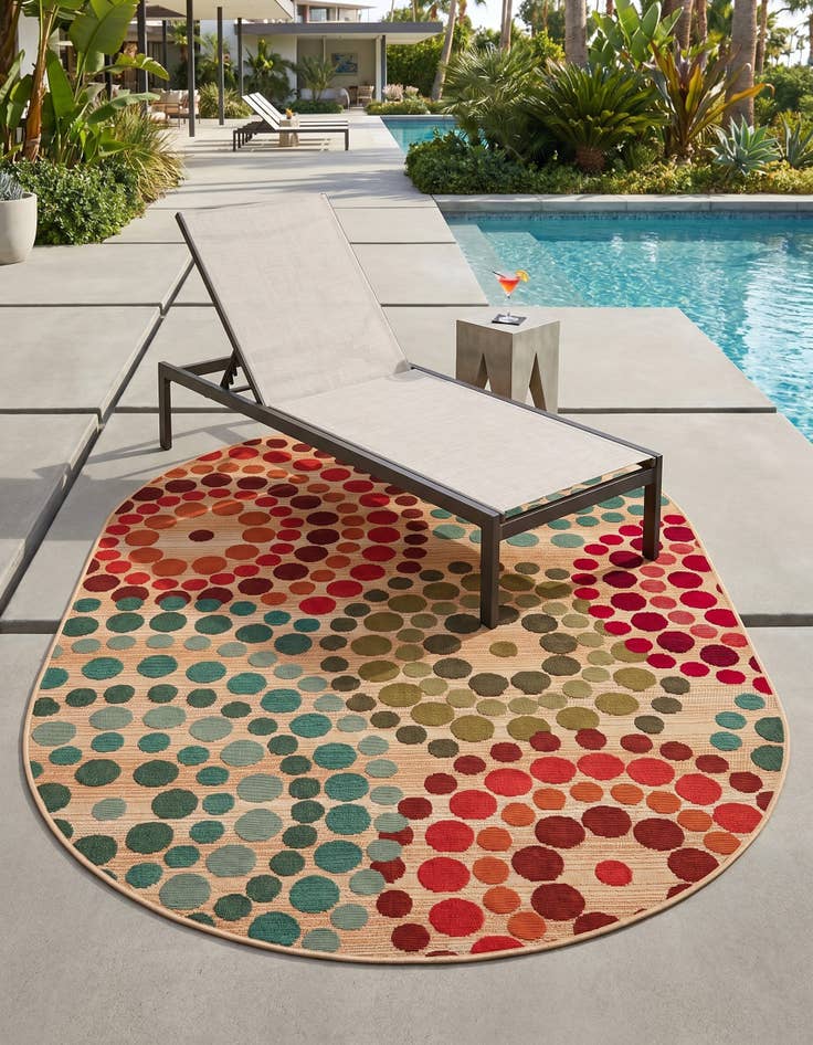 Detail image of 4' x 6' Easy-Clean Modern Indoor / Outdoor Oval Rug