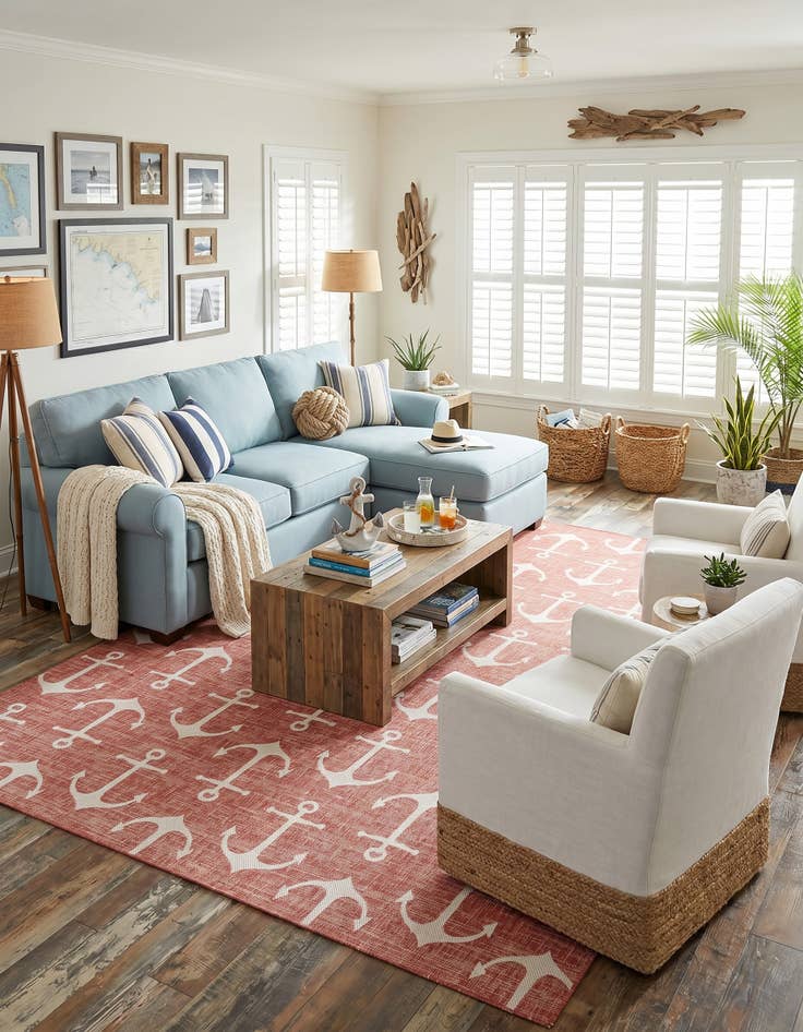 Detail image of 10' x 13' Easy-Clean Coastal Indoor / Outdoor Rug