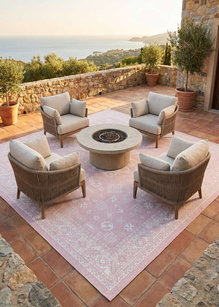 10' x 10' Easy-Clean Aztec Indoor / Outdoor Square Rug