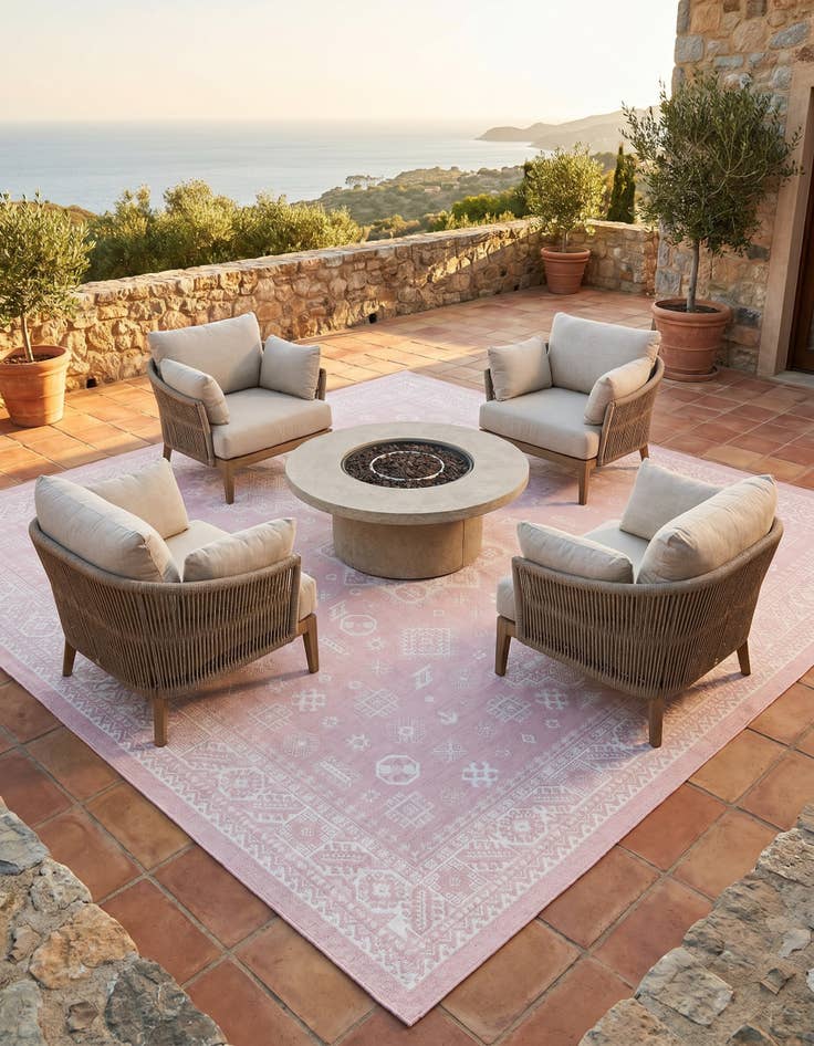 Detail image of 10' x 10' Easy-Clean Aztec Indoor / Outdoor Square Rug
