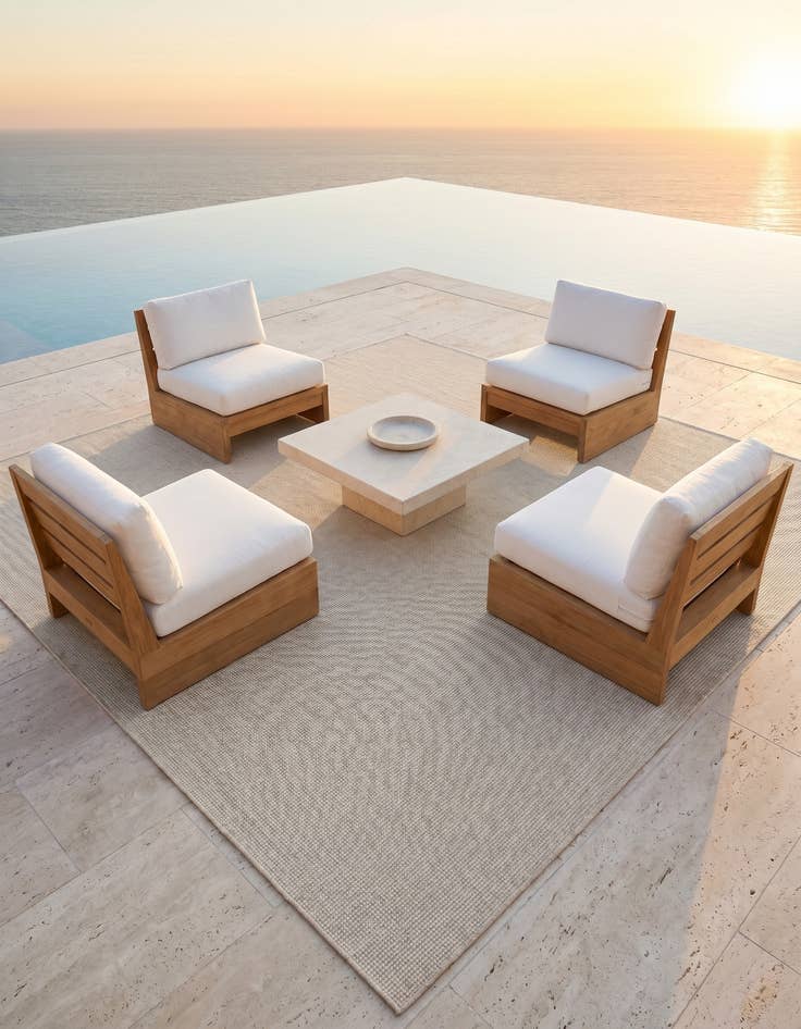 Detail image of 7' 10 x 7' 10 Easy-Clean Solid Indoor / Outdoor Square Rug