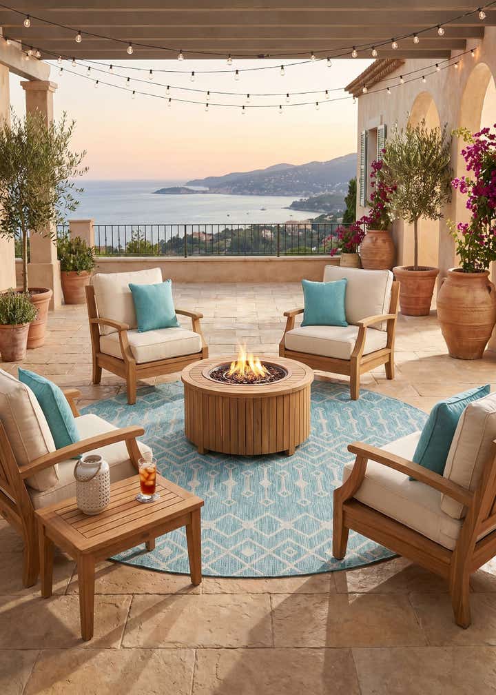 7' 10 x 7' 10 Easy-Clean Trellis Indoor / Outdoor Round Rug