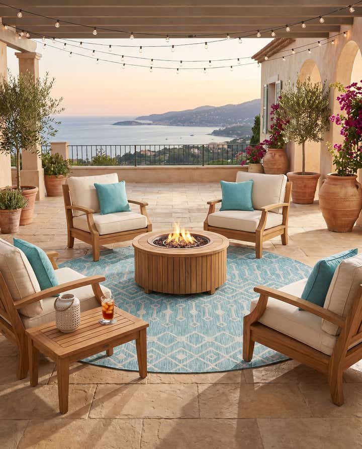 7' 10 x 7' 10 Easy-Clean Trellis Indoor / Outdoor Round Rug