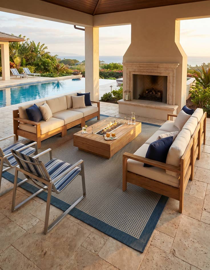 Detail image of 10' x 10' Easy-Clean Border Indoor / Outdoor Square Rug