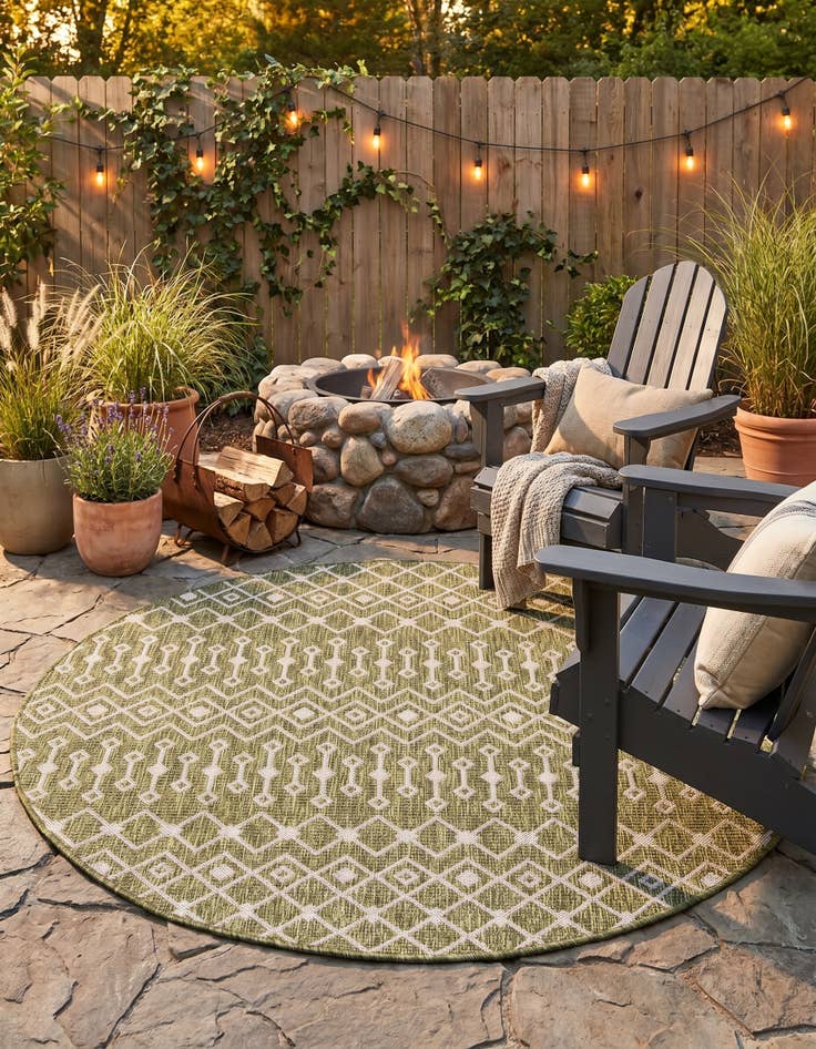Detail image of 5' 3 x 5' 3 Easy-Clean Lattice Indoor / Outdoor Round Rug