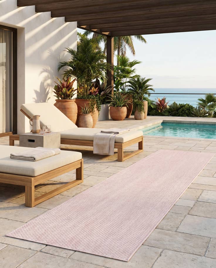 Detail image of 2' 7 x 12' Easy-Clean Solid Indoor / Outdoor Runner Rug