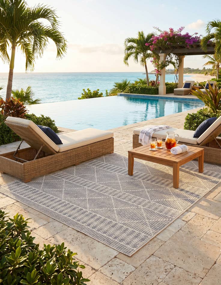 Detail image of 5' 3 x 8' Easy-Clean Lattice Indoor / Outdoor Rug