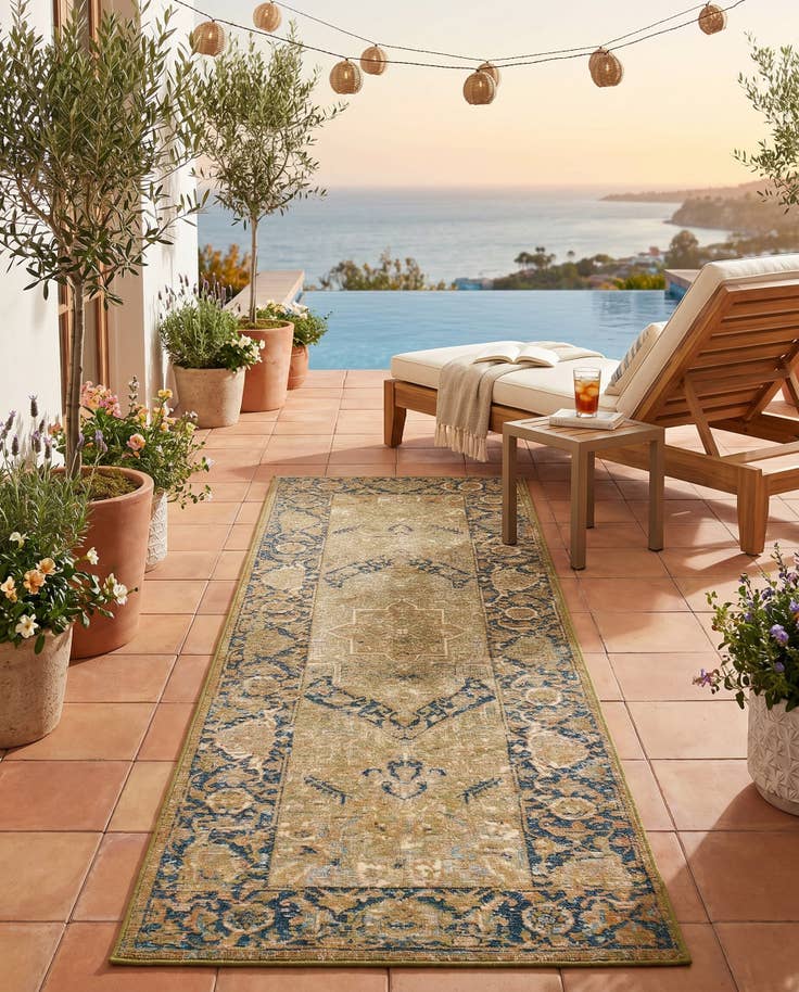 Detail image of 2' x 6' Easy-Clean Traditional Indoor / Outdoor Runner Rug