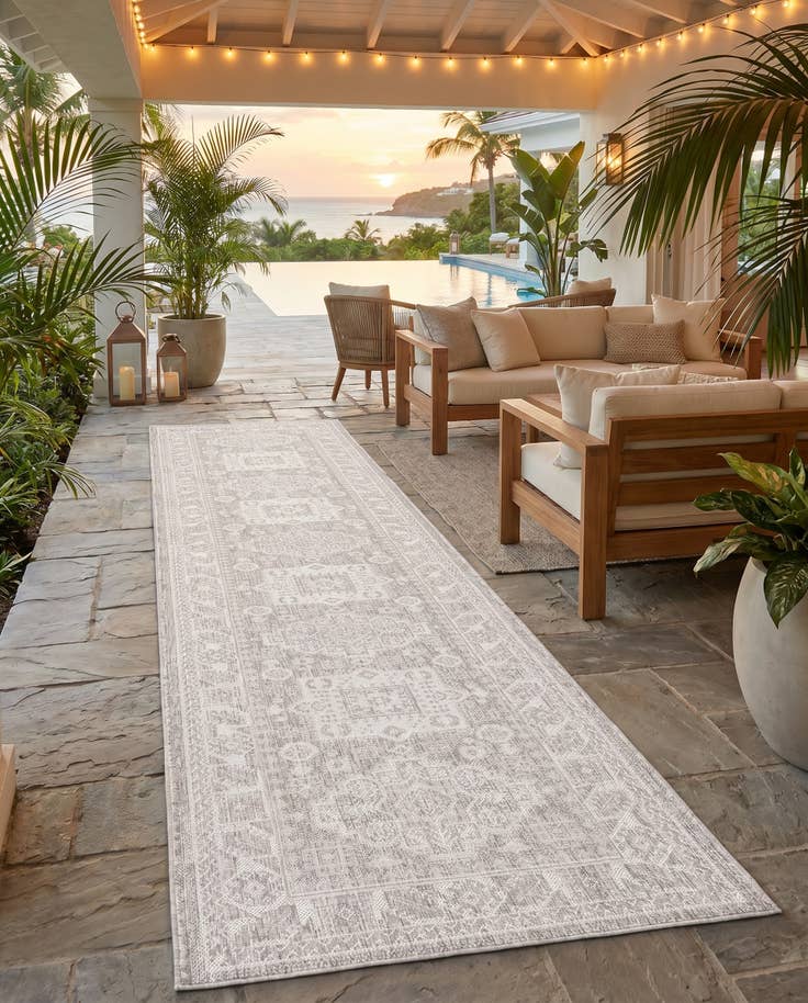 Detail image of 2' 7 x 12' Easy-Clean Aztec Indoor / Outdoor Runner Rug