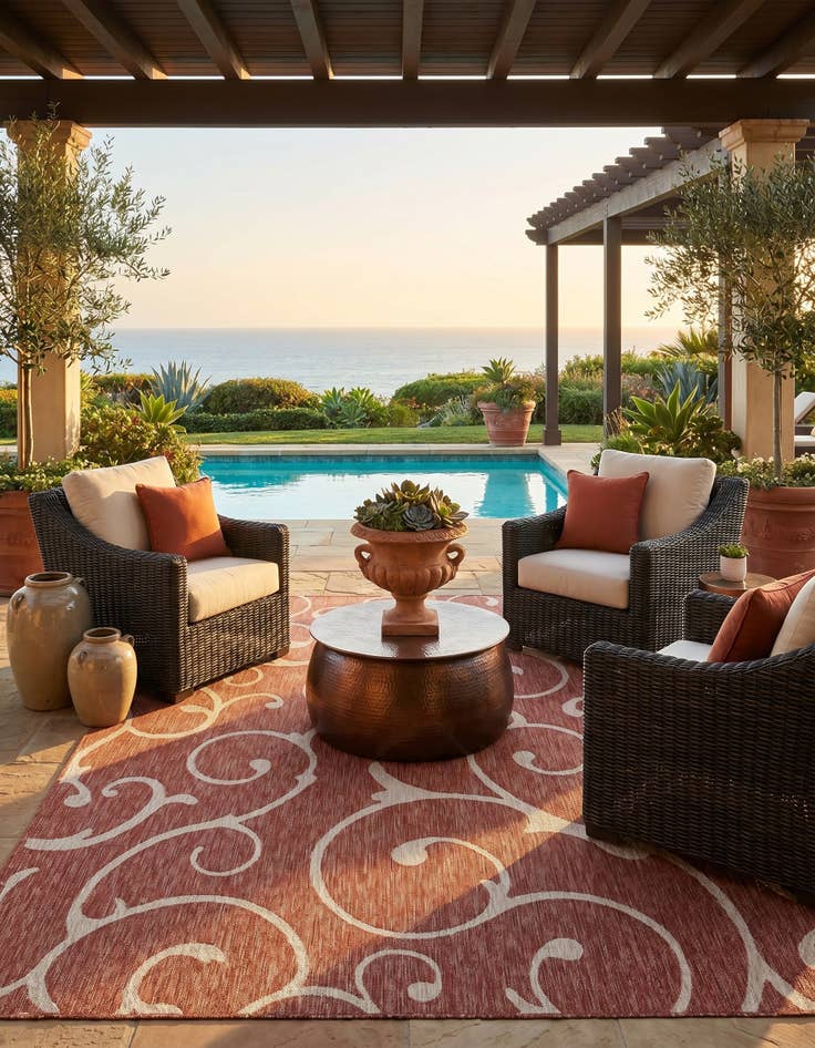 Detail image of 7' 10 x 11' Easy-Clean Botanical Indoor / Outdoor Rug