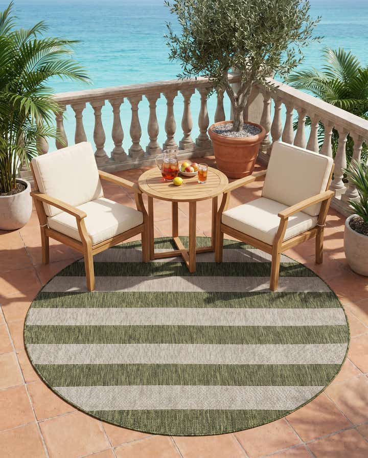 6' x 6' Easy-Clean Ribbon Indoor / Outdoor Round Rug